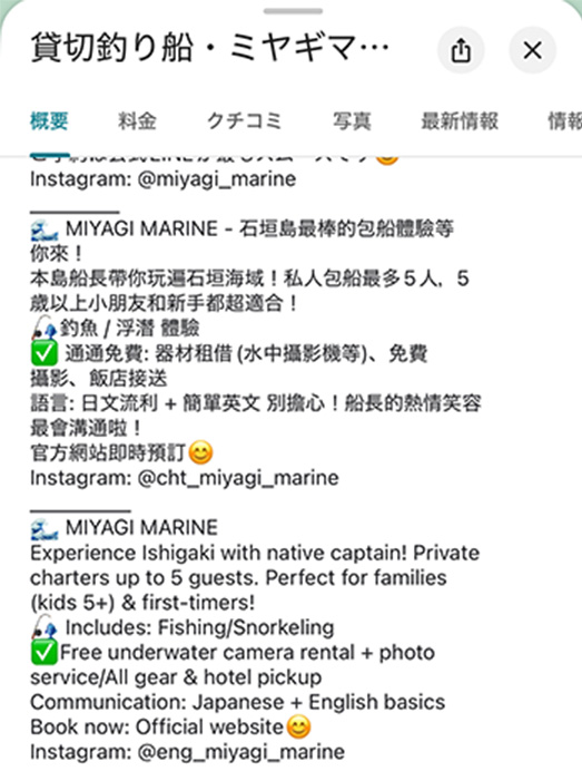 英語・簡体字-Googleビジネスプロフィール